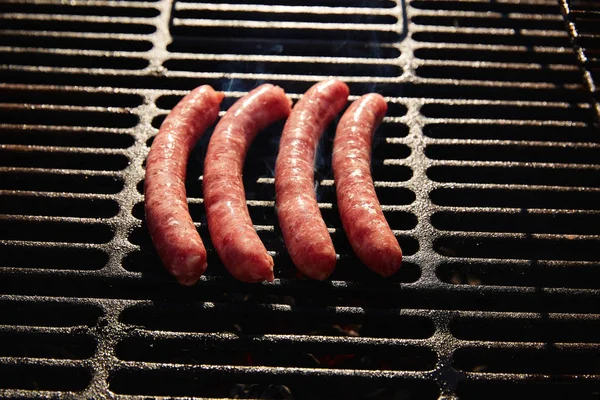 Barbecue sausages in a row — Stock Photo, Image