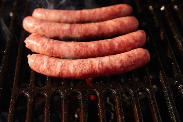 Barbecue sausages in a row — Stock Photo, Image