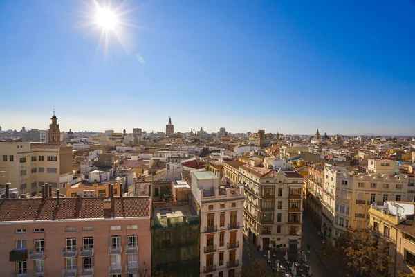 Valencia skyline vista aérea da cidade velha — Fotografia de Stock