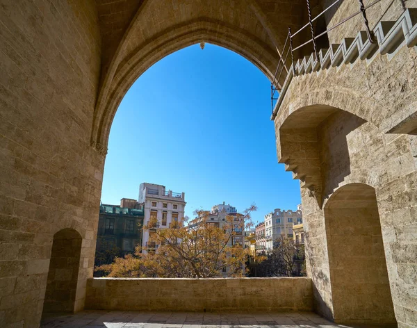 Torres de Serrano towers arch in Valencia — Stock Photo, Image