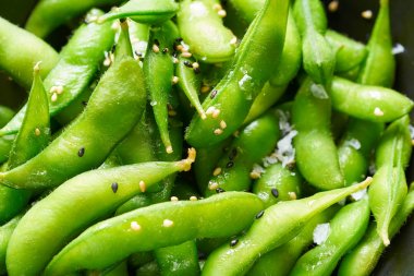 Edamame taze soya fasulye yakın çekim makro