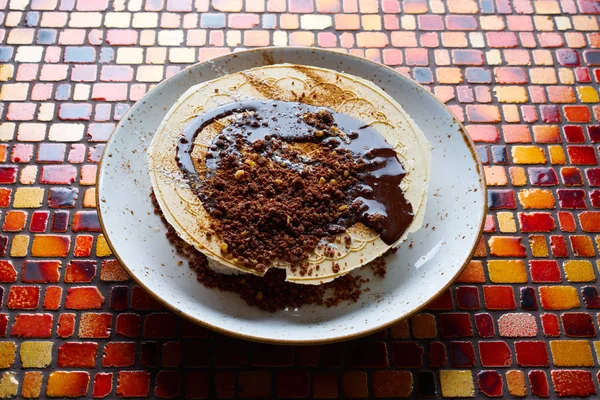 Sorvete de avelã chocolate crocante wafer — Fotografia de Stock