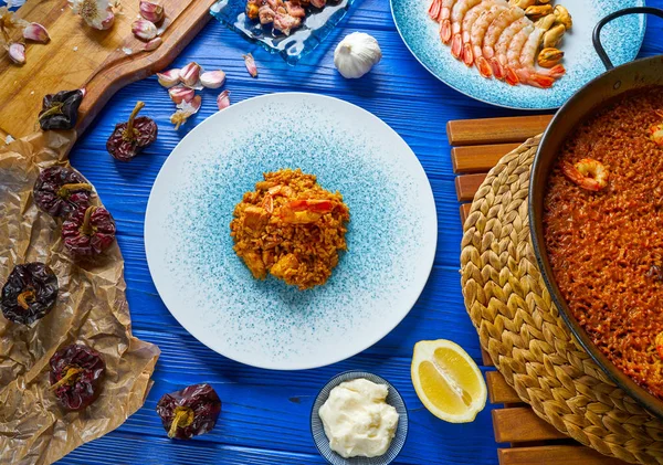 Frutos do mar Paella senyoret arroz da Espanha — Fotografia de Stock