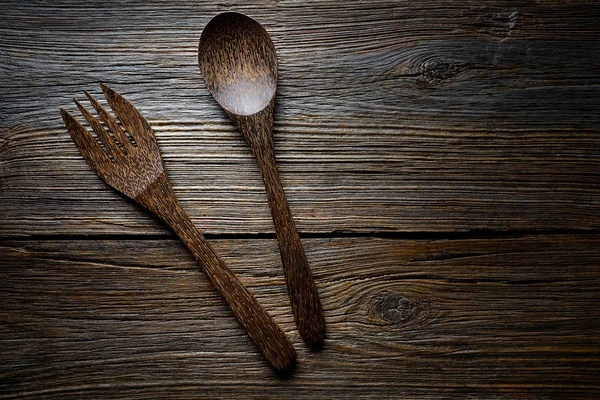 Holzwerkzeuge Spachtel Löffel und Gabel — Stockfoto