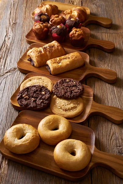 Croissant Muffin Cookie Bagel and Neapolitan — Stock Photo, Image