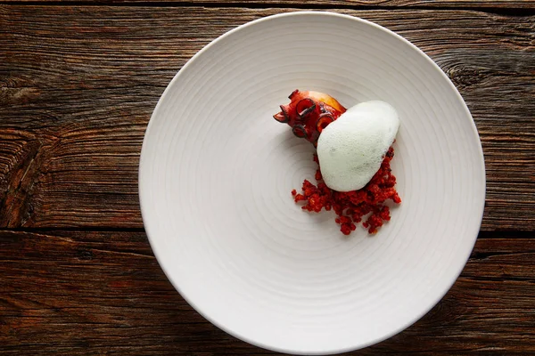 Grilled octopus with parsley air foam chef — Stock Photo, Image