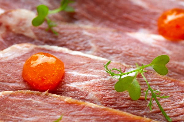 Iberischer Schweineschinken mit Xo-Sauce — Stockfoto