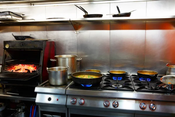 Mediterranean kitchen indoor with paella — Stock Photo, Image