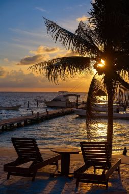 Riviera Maya sunrise beach hammocks clipart