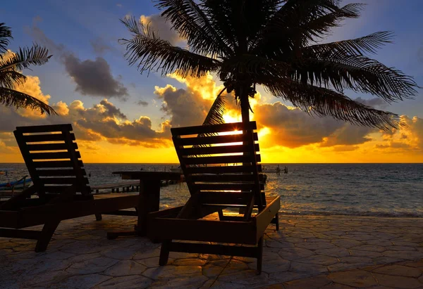 Riviera Maya hamacas de la playa del amanecer — Foto de Stock