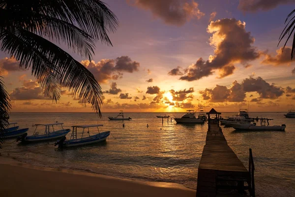 Puerto Morelos solnedgång i Riviera Maya — Stockfoto