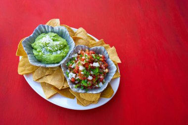 Meksika guacamole ve pico gallo soslar