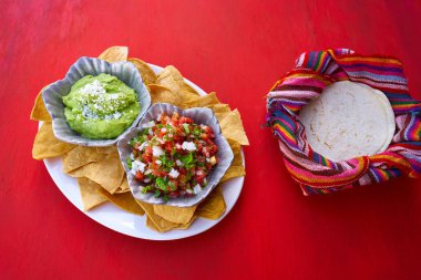 Meksika guacamole ve pico gallo soslar