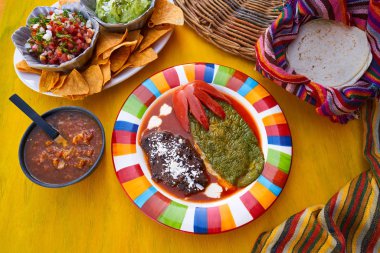Mexican Nopal filled recipe with sauces clipart