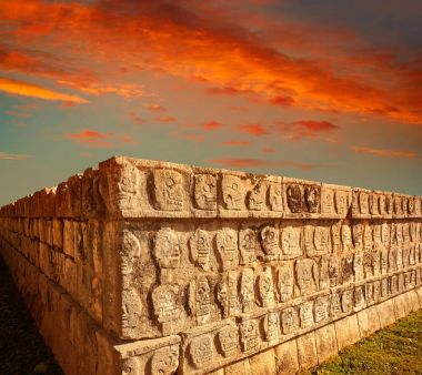 Chichen Itza Tzompantli the Wall of Skulls clipart