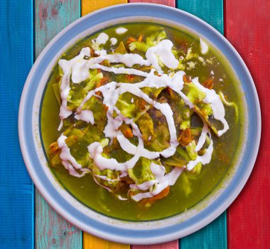 Chilaquiles verdes green Mexico recipe clipart