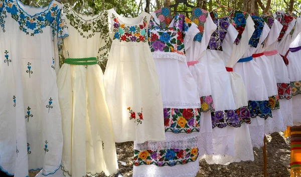 Chichen itza embroided dresses Mexico — Stock Photo, Image