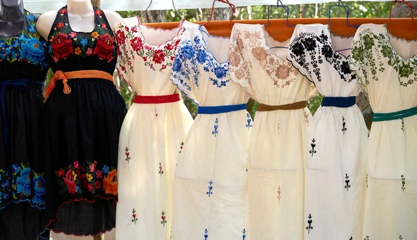 Chichen itza embroided dresses Mexico — Stock Photo, Image