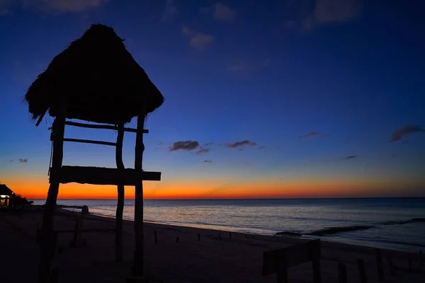 Holbox island sunset beach hut Mexikó — Stock Fotó