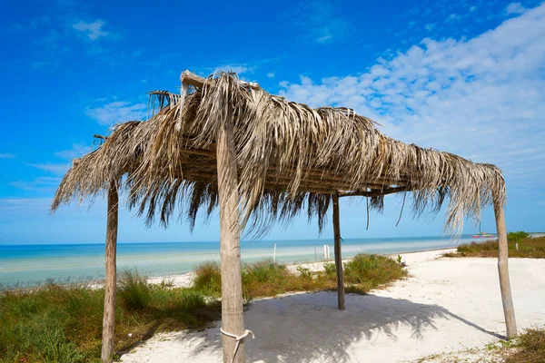 Holbox Island plaj kulübe palapa Meksika — Stok fotoğraf