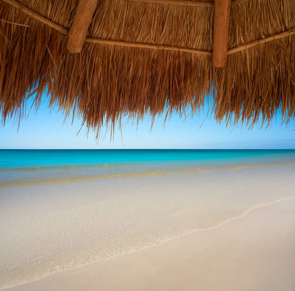 Caribisch strand zonnedak in riviera Maya — Stockfoto