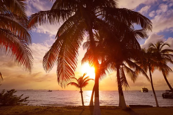 Isla Mujeres wyspa Karaibska Plaża Zachód słońca — Zdjęcie stockowe