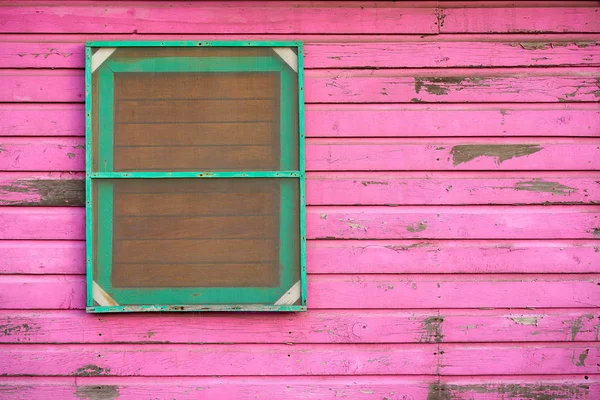 Mahahual Västindien rosa trä målad vägg — Stockfoto