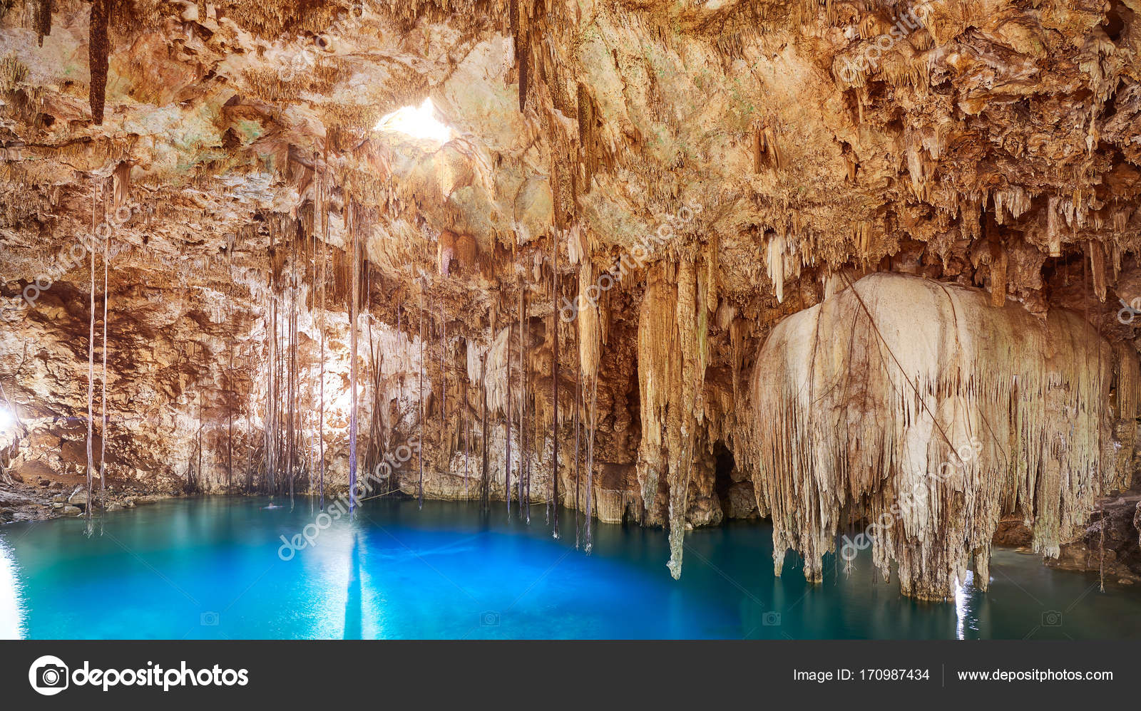 Cenote Xkeken Sinkhole In Valladolid Mexico Stock Photo