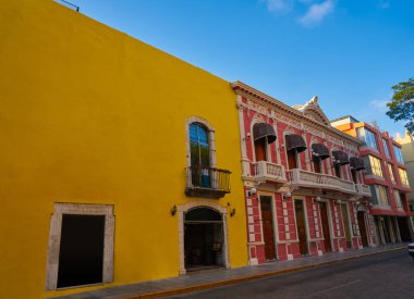 Merida şehir renkli cephe Yucatan Meksika