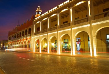 Merida şehir arcade kemerler Yucatan Meksika