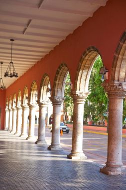 Merida şehir arcade kemerler Yucatan Meksika