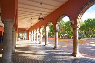 Merida şehir arcade kemerler Yucatan Meksika
