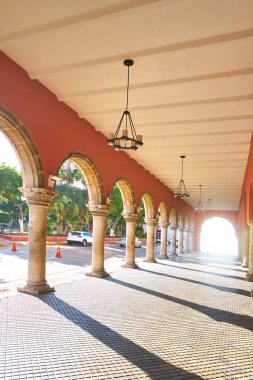 Merida şehir arcade kemerler Yucatan Meksika