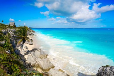 Riviera Maya Karayip adlı tulum Maya şehir kalıntıları 