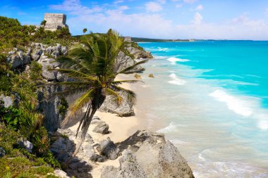 Riviera Maya Karayip adlı tulum Maya şehir kalıntıları 