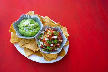 Meksika guacamole ve pico gallo soslar