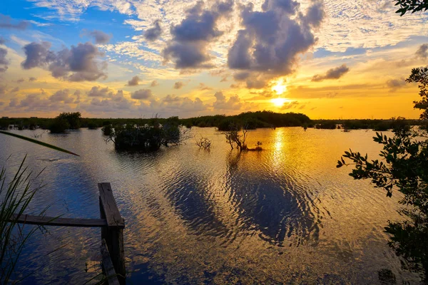 Coucher de soleil sur le toit de mangue à Riviera Maya — Photo