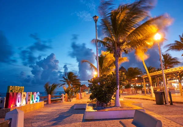 Puerto Morelos praia pôr do sol Riviera Maya — Fotografia de Stock