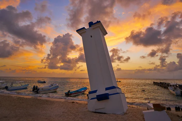 Puerto Morelos sunrise lighthouse Riviera Maya — Stock Photo, Image