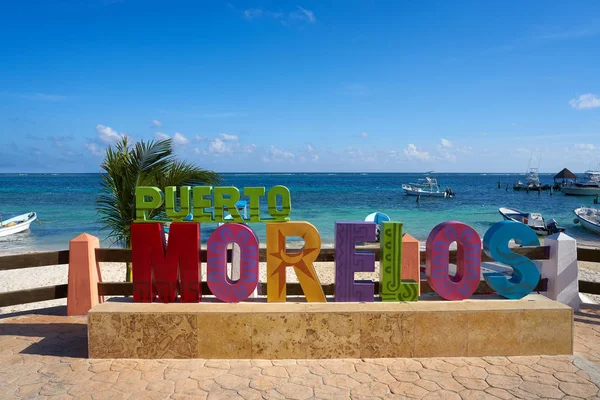 Puerto Morelos kelime işareti Maya Riviera'sında — Stok fotoğraf