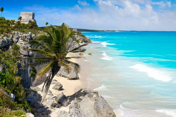 Ruiny mayského města Tulum v Riviera Maya v Karibiku — Stock fotografie