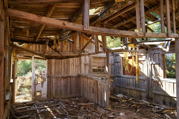 Old wooden cabin house destroyed by hurricane — Stock Photo, Image