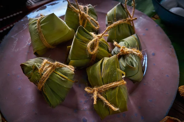 Zongzi Glutinous sticky Rice Dumplings recipe — Stock Photo, Image