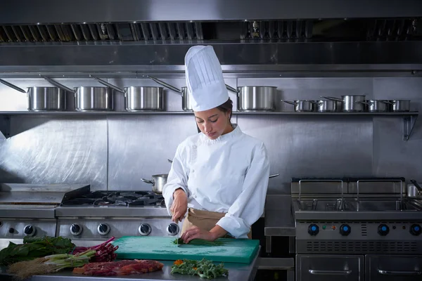 Szakács nő portré vágás: konyha — Stock Fotó