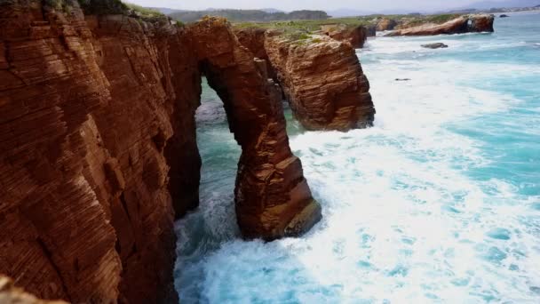 Playa Las Catedrales Ribadeo Asturias España — Vídeo de stock
