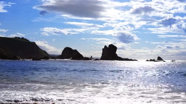 Playa Del Silencio Ruhiger Strand Asturien Spanien — Stockvideo