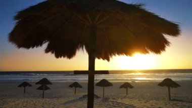 Cancun Karayipler Riviera Maya Maya Meksika güneş doğarken delfines Beach'de