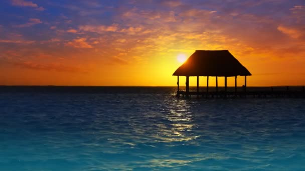 Holbox Île Plage Coucher Soleil Mexique Mer Des Caraïbes — Video