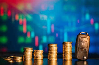 Araba için para biriktiriyorum. sigorta, kredi, finans ve araba satın alma kavramı.