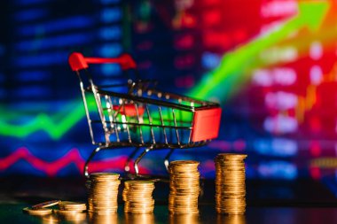 Sikkeler basamakları artan büyüme değeri yükseltme kar oranı, en iyi büyüyen iş deneyimi konsepti.